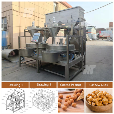 Harga yang bagus Mesin Lapisan Kacang-kacangan Kontrol PLC sepenuhnya otomatis Lapisan Kacang-kacangan Processing Line on line