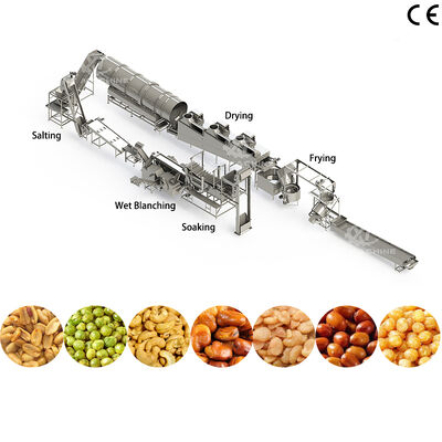 Harga yang bagus Garis Produksi Penggorengan Kacang SUS304 Industri dengan Operasi Sepenuhnya Otomatis dan Beberapa Metode Pemanasan on line