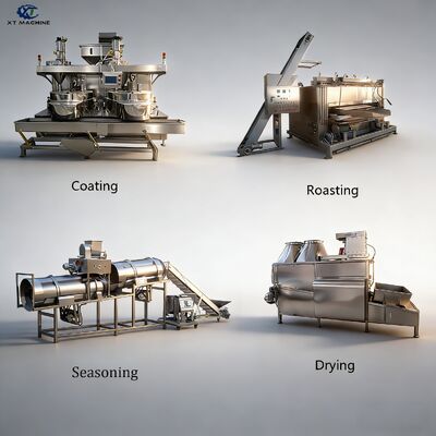 Harga yang bagus 500-1000kg/jam Mesin Lapisan Kacang SUS304 dengan Siemens PLC untuk Kacang Processing Line on line