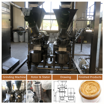 Harga yang bagus Mesin pembuatan mentega kacang Kolloid Mill Mesin penggilingan mentega kacang 500KG/H on line