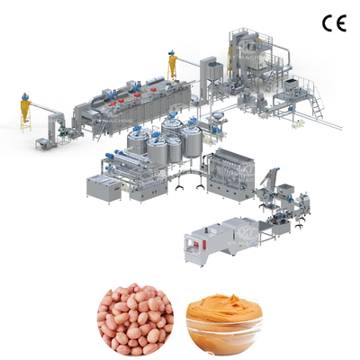 Harga yang bagus Pabrik Pengolahan Mentega Kacang Kacang Mesin Otomatisasi Tinggi Mudah dioperasikan dengan kontrol PLC 2000kg/jam on line