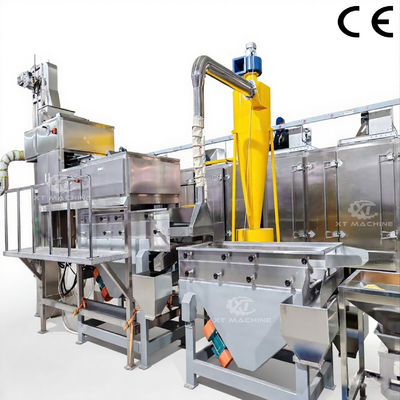 Harga yang bagus Mesin pemotong kacang tanah / kacang kedelai / almond profesional 500kg / jam 7.5kw dengan pemotong 3 tahap on line