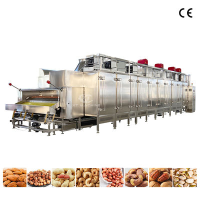 Harga yang bagus Oven Pemanggang Kacang SS304 Kontrol PLC 1000kg/jam Komersial Cocok untuk Pabrik Pengolahan Makanan on line