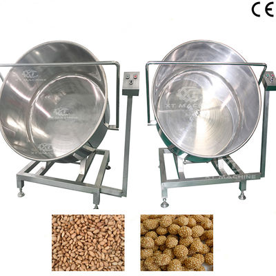 Harga yang bagus 35-40kg/seri Mesin Lapisan Batch Kacang dengan SUS304 Rotary Coating Equipment dan Automatic Lifting on line