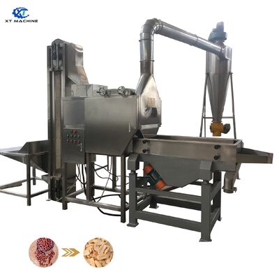 800-1000kg/jam Kapasitas Split Peanut Blanching Machine dengan 98-99% Tingkat Pengelupasan dan Polyurethane Rubber Belt
