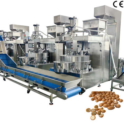 Harga yang bagus 500kg/jam-600kg/jam Mesin Membuat Kacang Kacang Tutup Otomatis Mesin Lapisan Kacang Berkualitas Pangan Baja Rinsing on line