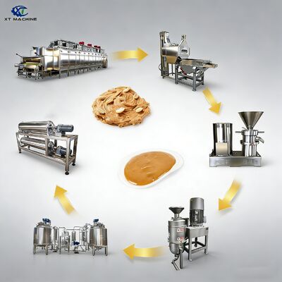 Harga yang bagus Garis Produksi Mentega Kacang Kacang / Pasta Almond / Jam Kaseh 200-5000kg/jam Mesin Panggang / Mesin Split Blanching / Grinder on line