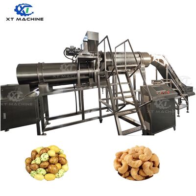 SUS304 Stainless Steel Double Roller Flavoring Machine dengan daya 27kW dan sistem pengisian otomatis untuk kacang dan camilan