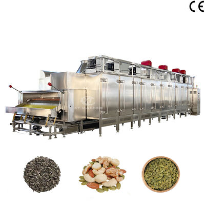 Harga yang bagus Mesin Panggang Kacang Berkelanjutan Tipe Sabuk dengan 500kg/jam Kontrol PLC Komersial Baking Oven untuk Pengolahan Makanan on line