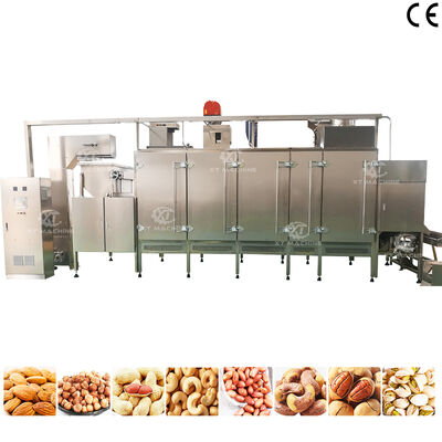 Harga yang bagus SUS304 Kontinuous Nuts Roaster Cashew Nut Mesin Panggang Kacang Jepang dengan kontrol PLC untuk penggunaan komersial on line