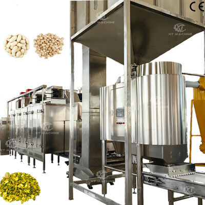 Harga yang bagus Lini Produksi Pemanggangan dan Pemutihan Kacang Tanah/Hazelnut/Pistachio Komersial 1000kg/jam-2000kg/jam Konstruksi Stainless Steel 304 on line