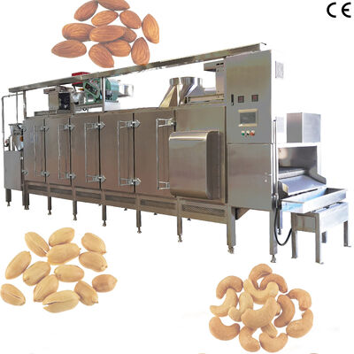Harga yang bagus Pemanggang Kacang Berkelanjutan Kapasitas Besar Food Grade dengan Kontrol PLC Mesin Pemanggang Kacang Mete untuk Pabrik Pengolahan Kacang on line