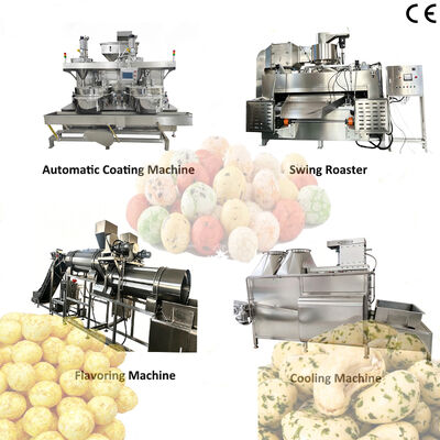 Harga yang bagus SUS304 200kg/h-500kg/h yang dapat disesuaikan Lini Produksi Lapisan dan Panggang Kacang untuk Pengolahan Panggang Makanan yang Efisien on line