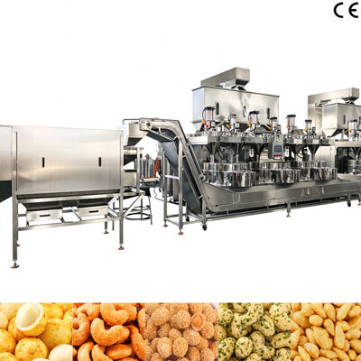 Harga yang bagus SUS304 Kualitas tinggi Otomatis adonan dilapisi Nut Snacks Membuat Mesin dilapisi Burger Kacang Membuat Mesin untuk pengolahan makanan ringan on line