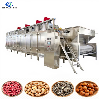 Harga yang bagus Mesin Pemanggang Kacang Udara Panas Berkelanjutan Stainless Steel dengan Kontrol PLC dan Bagian Pendingin untuk Pemanggangan Merata On line
