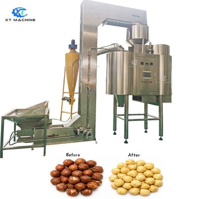Harga yang bagus PLC kontrol otomatis Air Kacang / Pistachio / Hazelnut Blanching Mesin 500kg/1000kg Kapasitas kering Kacang Pengupas Peralatan on line