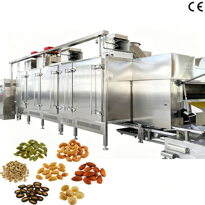 Harga yang bagus Mesin Panggang Kacang Berkelanjutan dengan Kecepatan Pengangkutan yang Dapat Disesuaikan Kontrol PLC Oven Panggang on line