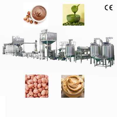Harga yang bagus SS304 Jalur produksi mentega kacang otomatis penuh dengan kapasitas 500-2000kg/jam untuk pembuatan pasta kacang on line